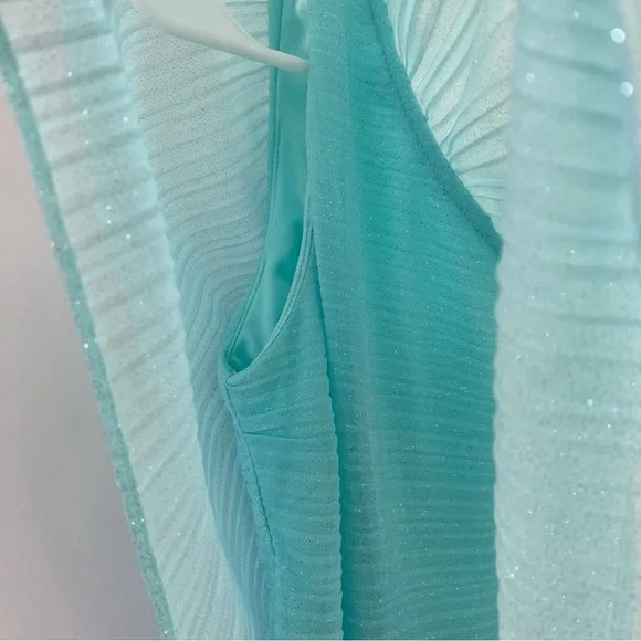 NWT Windsor Sparkly Glitter One Shoulder Sheer Flounce Bodycon Mini Dress Mint 2 - Picture 8 of 14